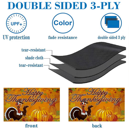 Smiling Turkey & Pumpkins Happy Thanksgiving flag 3x5ft banner man cave