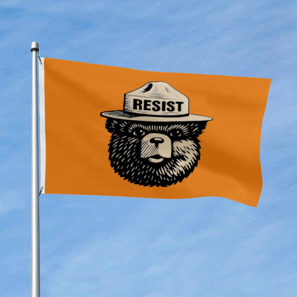 Smokey Bear RESIST flag 3x5ft banner man cave