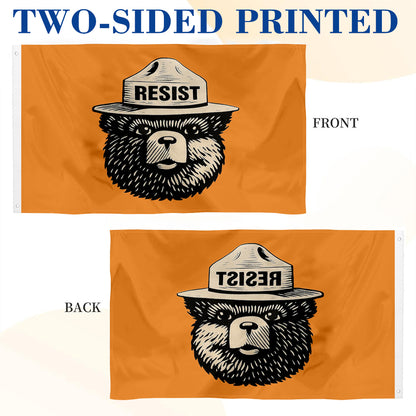 Smokey Bear RESIST flag 3x5ft banner man cave