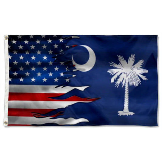 South Carolina and American flag 3x5ft banner man cave