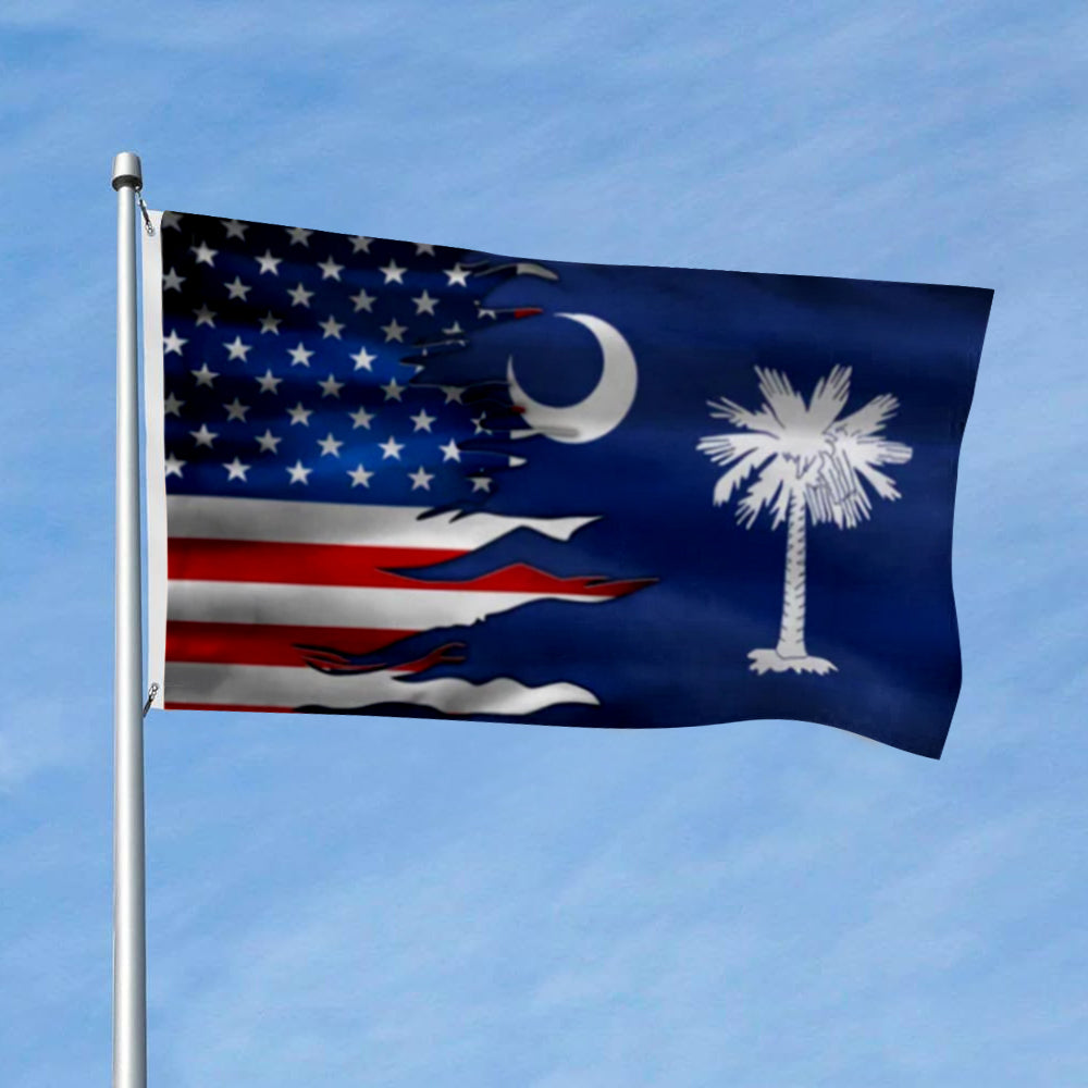 South Carolina and American flag 3x5ft banner man cave