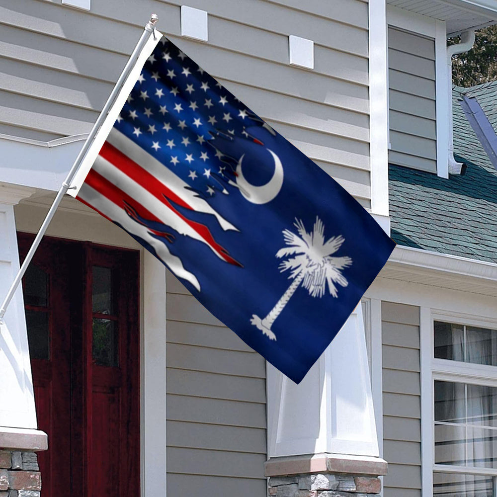 South Carolina and American flag 3x5ft banner man cave