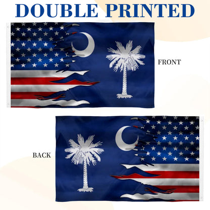South Carolina and American flag 3x5ft banner man cave