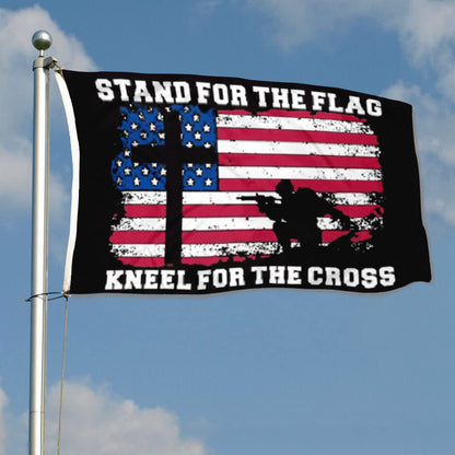 Stand For the flag and Kneel for the Cross Jesus Patriot Christian flags 3x5ft banner man cave