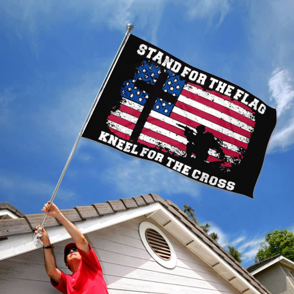 Stand For the flag and Kneel for the Cross Jesus Patriot Christian flags 3x5ft banner man cave