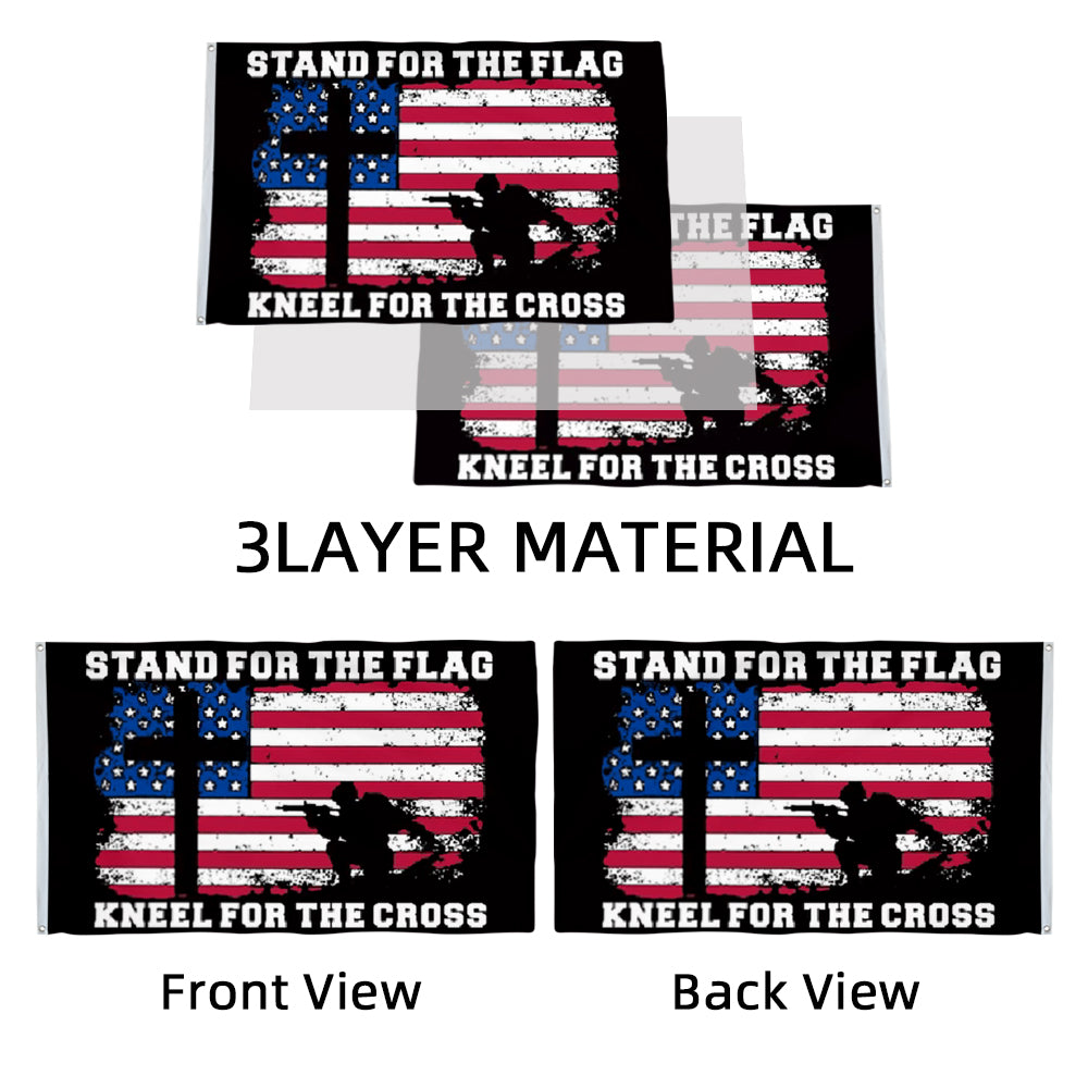 Stand For the flag and Kneel for the Cross Jesus Patriot Christian flags 3x5ft banner man cave
