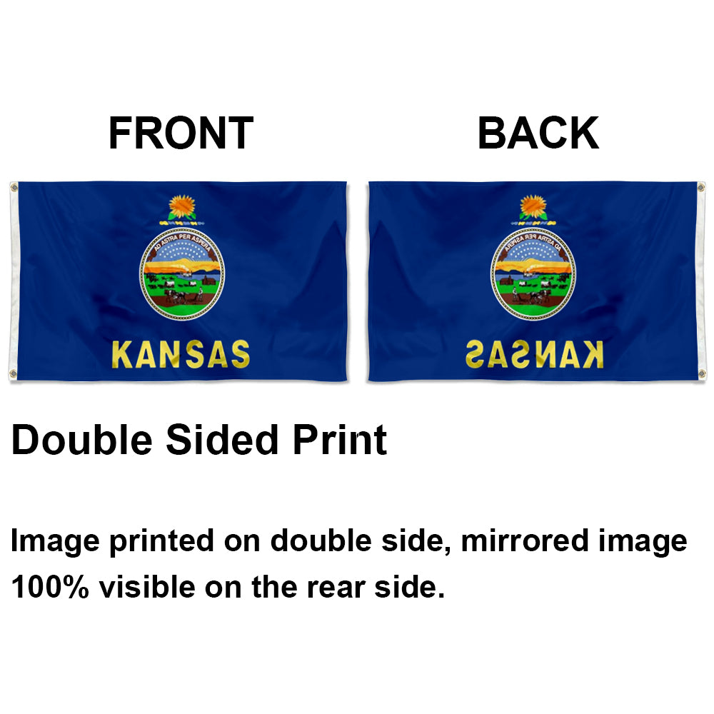 State of Kansas Flag: 3x5ft Man Cave American Midwest Agricultural State Culture-Style Banner
