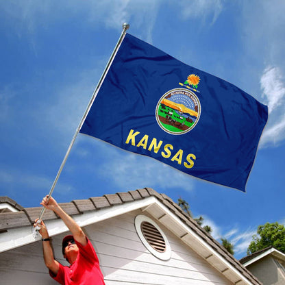 State of Kansas Flag: 3x5ft Man Cave American Midwest Agricultural State Culture-Style Banner