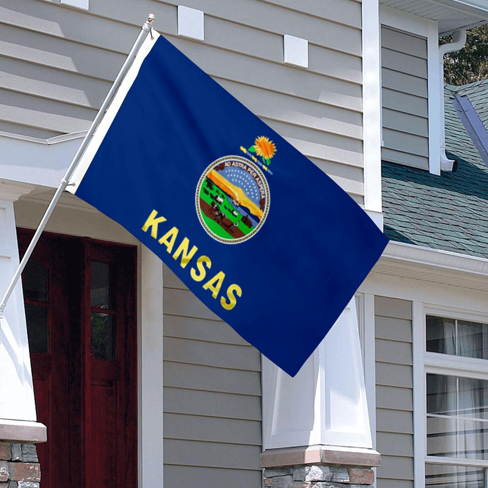 State of Kansas Flag: 3x5ft Man Cave American Midwest Agricultural State Culture-Style Banner
