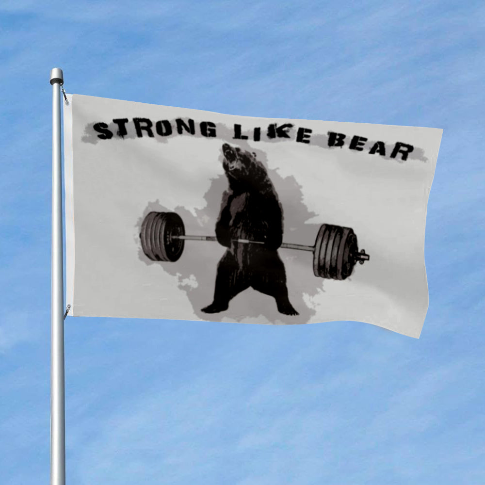 "Strong Like Bear" Deadlifting Fun Gym flag 3x5ft banner man cave
