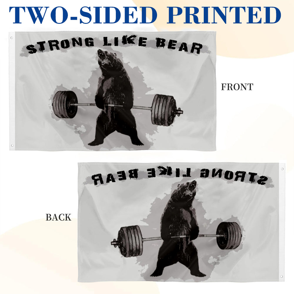 "Strong Like Bear" Deadlifting Fun Gym flag 3x5ft banner man cave