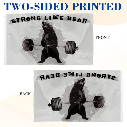 "Strong Like Bear" Deadlifting Fun Gym flag 3x5ft banner man cave
