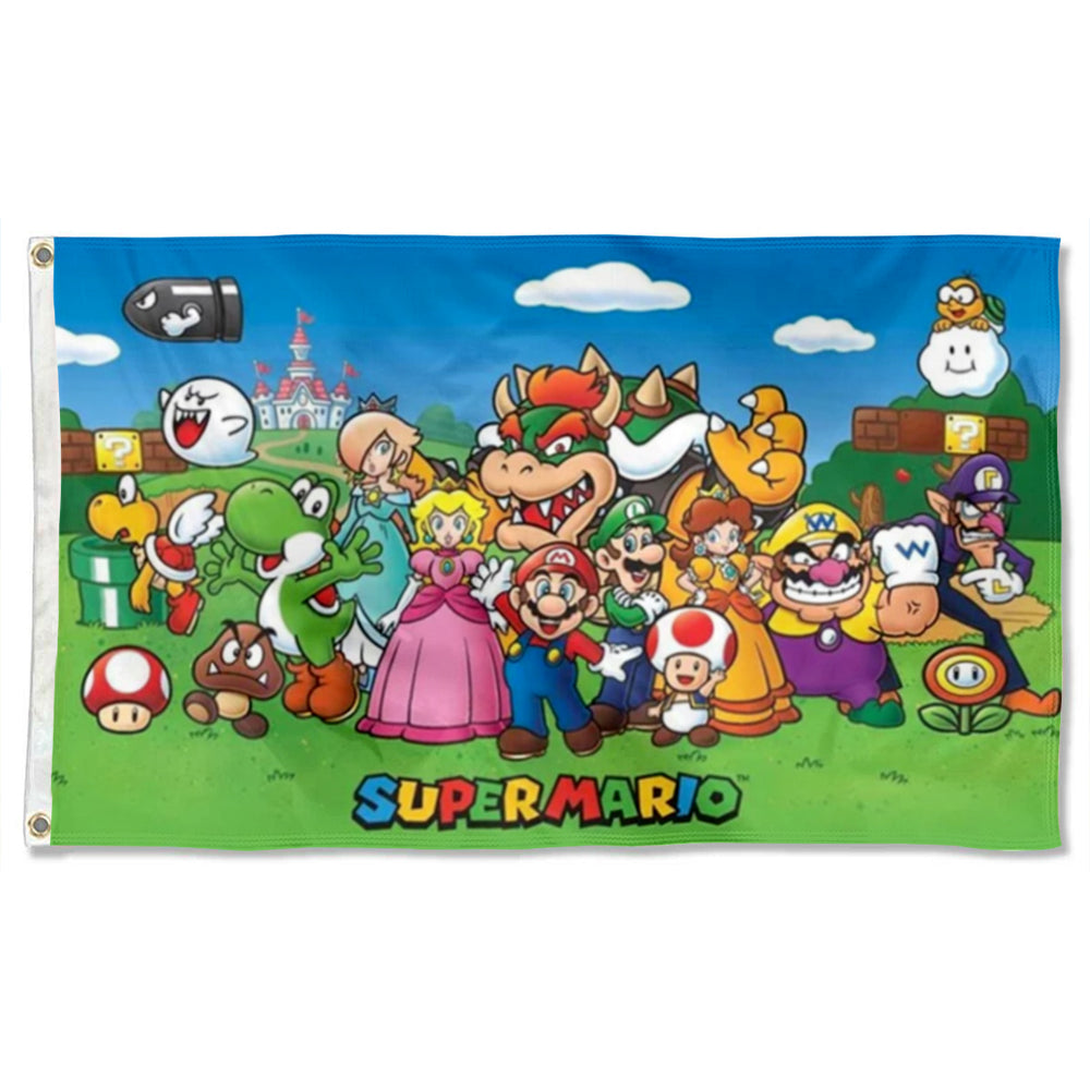 "Super Mario Bros Full Cast" Theme flag 3x5ft banner man cave
