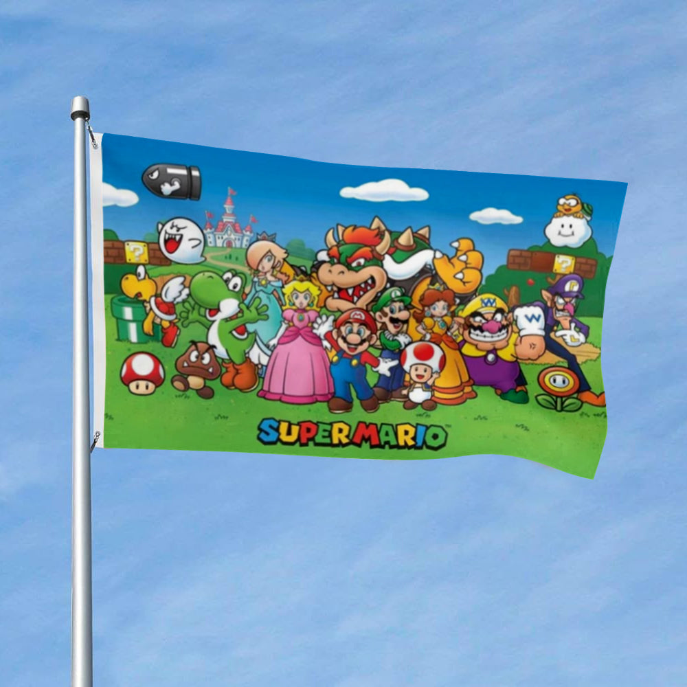 "Super Mario Bros Full Cast" Theme flag 3x5ft banner man cave