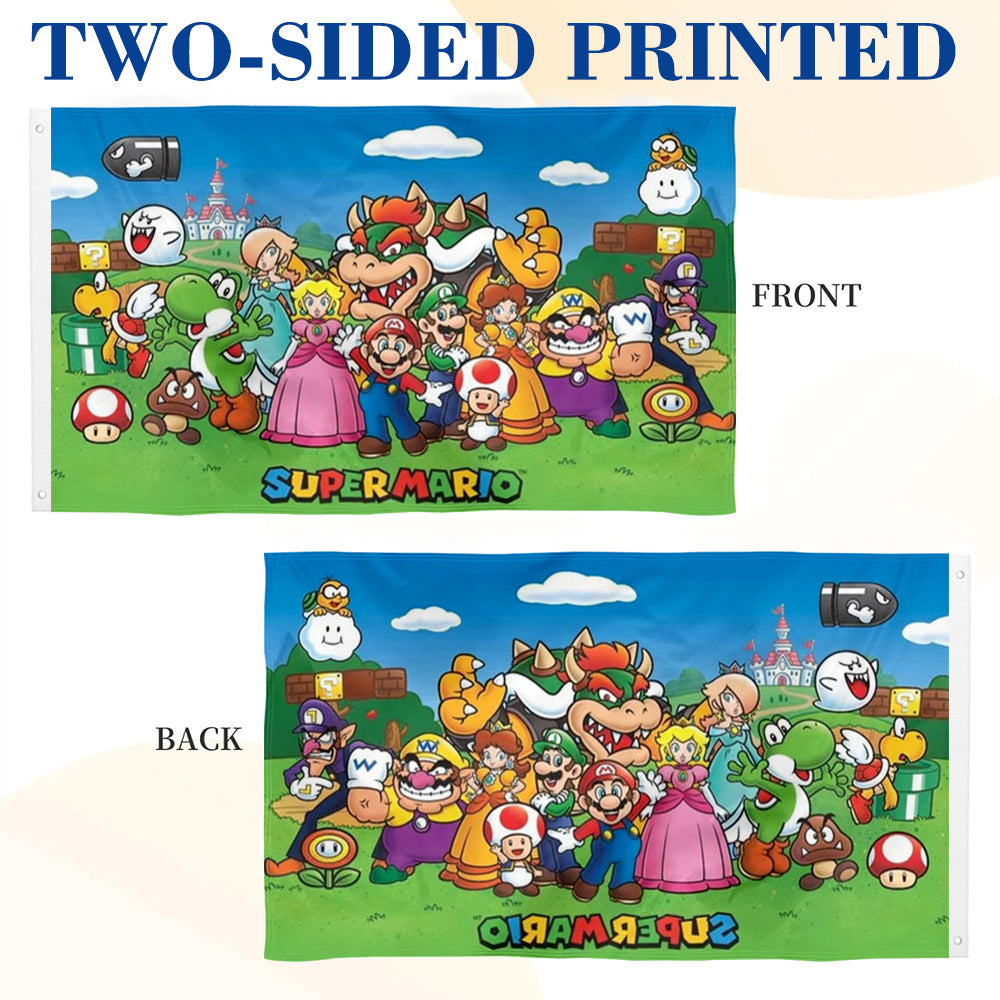 "Super Mario Bros Full Cast" Theme flag 3x5ft banner man cave