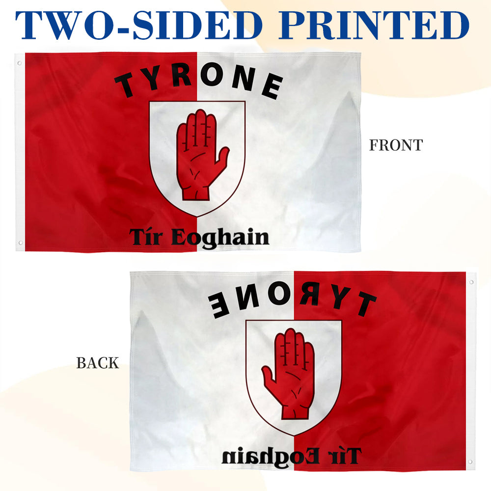 Tyrone, Ireland Theme Flag: 3x5ft Man Cave Irish Regional Culture-Style Banner