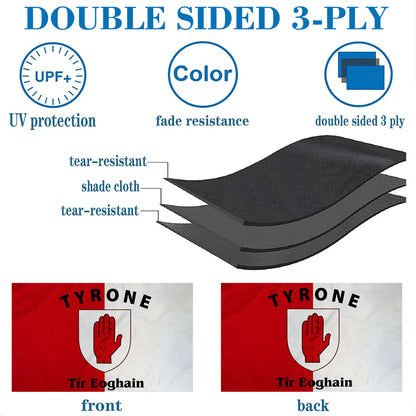 Tyrone, Ireland Theme Flag: 3x5ft Man Cave Irish Regional Culture-Style Banner