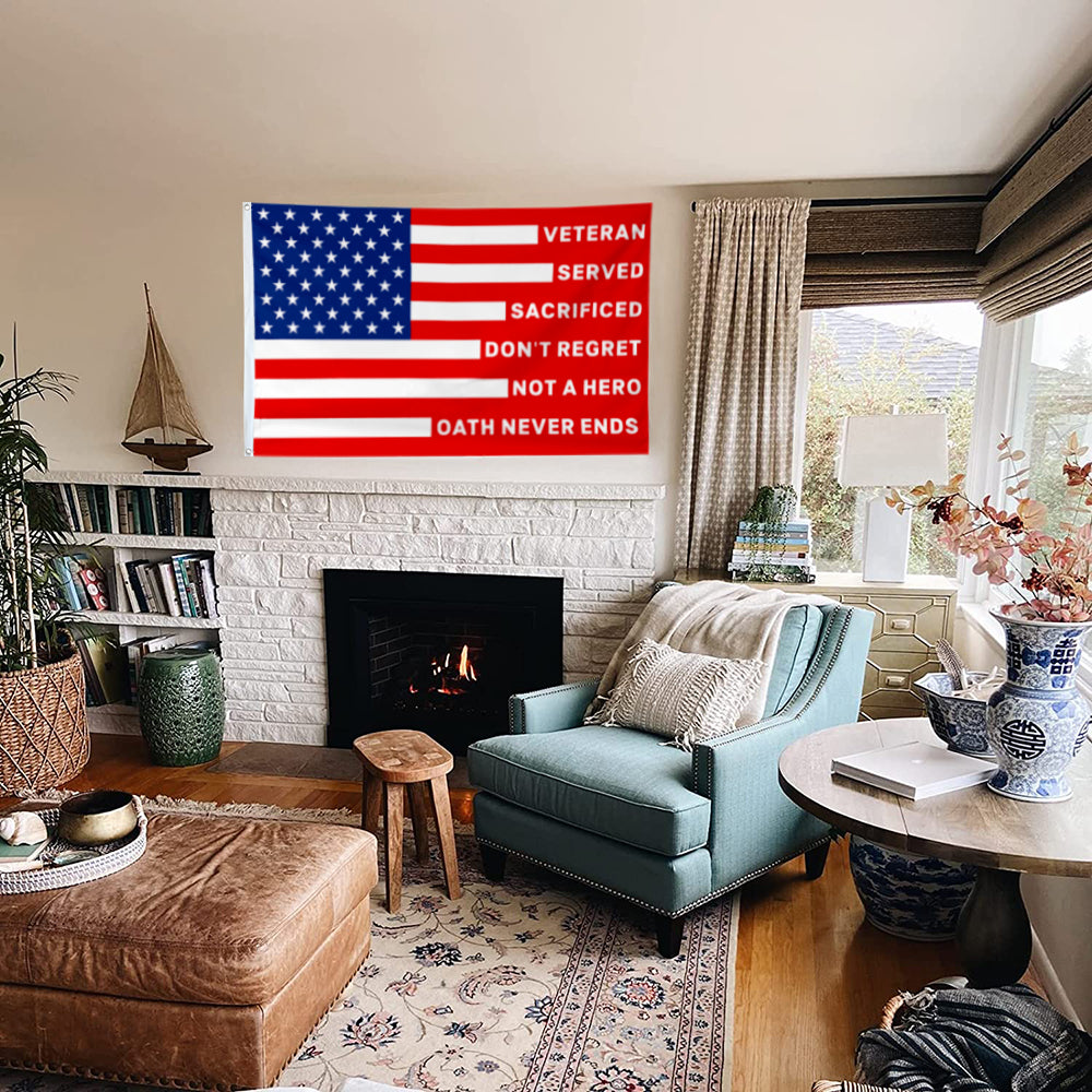 Thank You Veterans Honoring All Who Served Red flag 3x5ft banner man cave