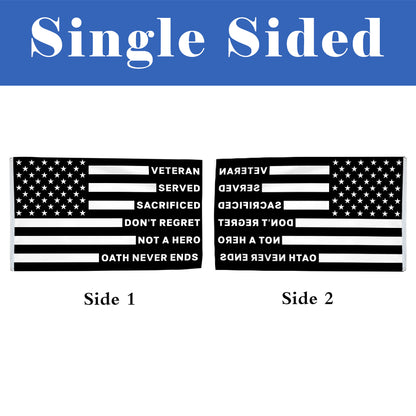 Thank You Veterans Honoring All Who Served Black flag 3x5ft banner man cave