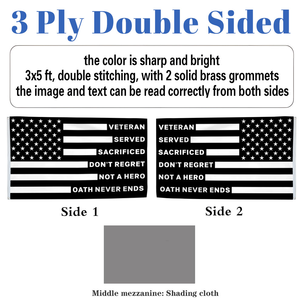 Thank You Veterans Honoring All Who Served Black flag 3x5ft banner man cave