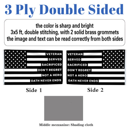 Thank You Veterans Honoring All Who Served Black flag 3x5ft banner man cave