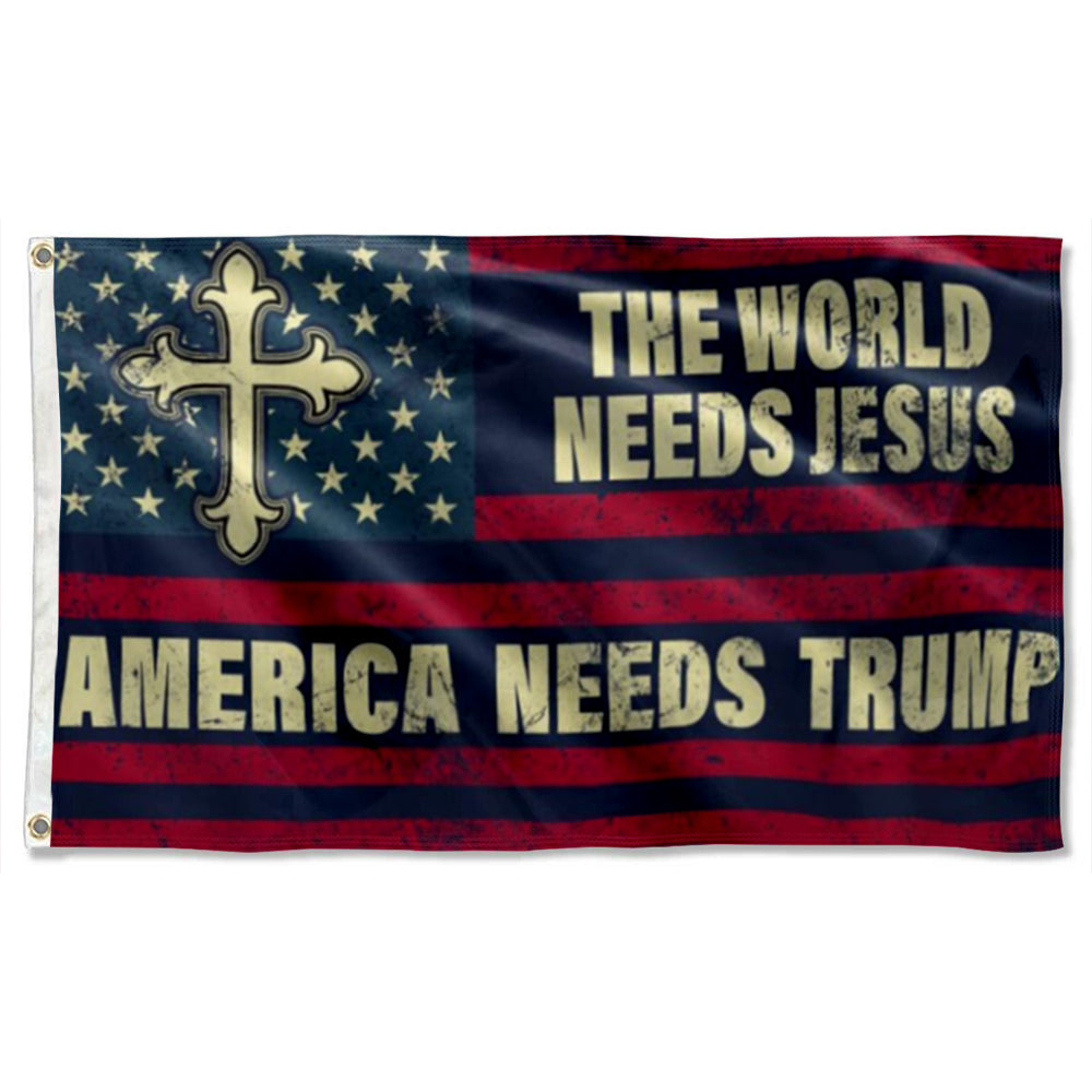 The World Needs Jesus America Needs Trump flag 3x5ft banner man cave