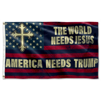 The World Needs Jesus America Needs Trump flag 3x5ft banner man cave