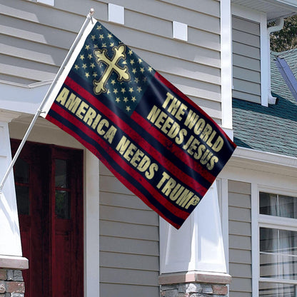 The World Needs Jesus America Needs Trump flag 3x5ft banner man cave