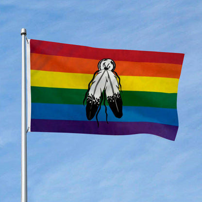 Two Spirit Rainbow flag 3x5ft banner man cave