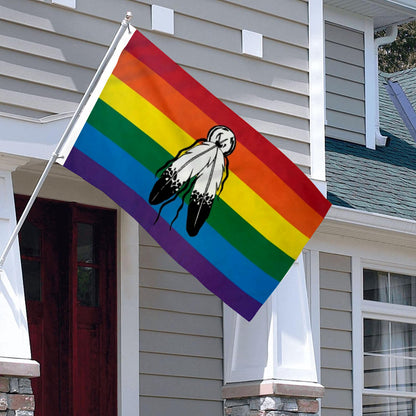 Two Spirit Rainbow flag 3x5ft banner man cave