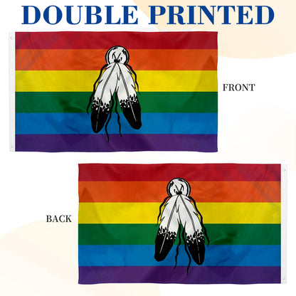 Two Spirit Rainbow flag 3x5ft banner man cave