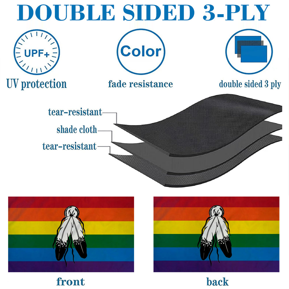Two Spirit Rainbow flag 3x5ft banner man cave