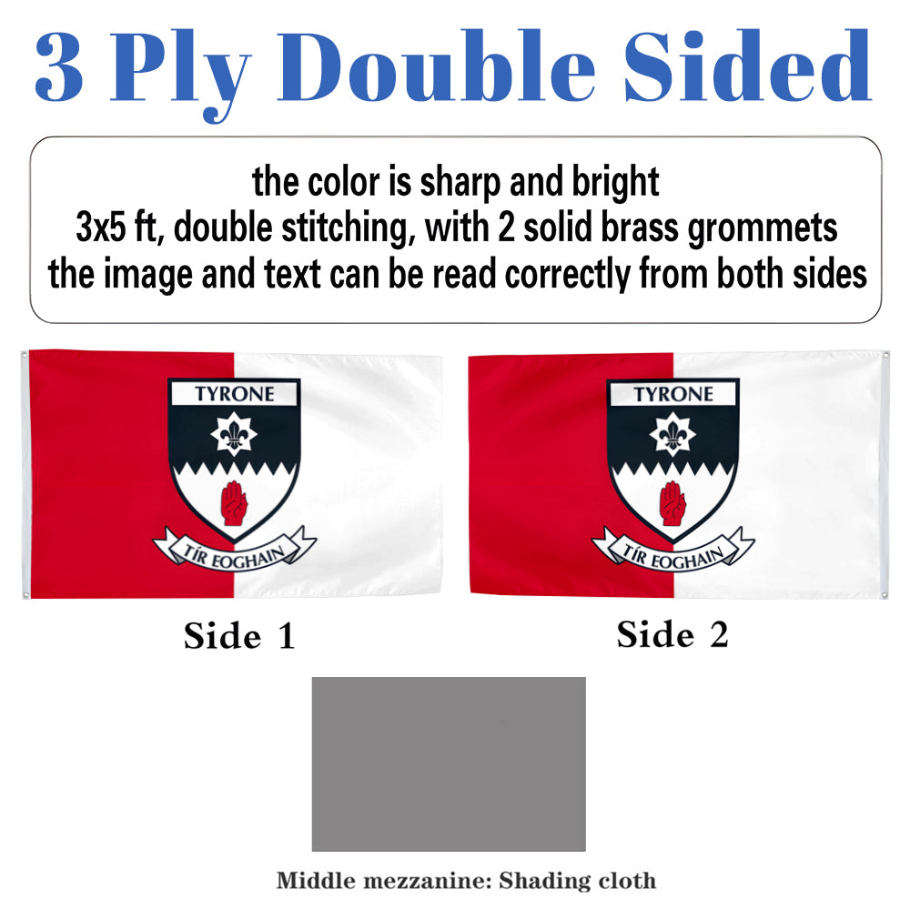 Tyrone County Coat of Arms Ireland flag 3x5ft banner man cave
