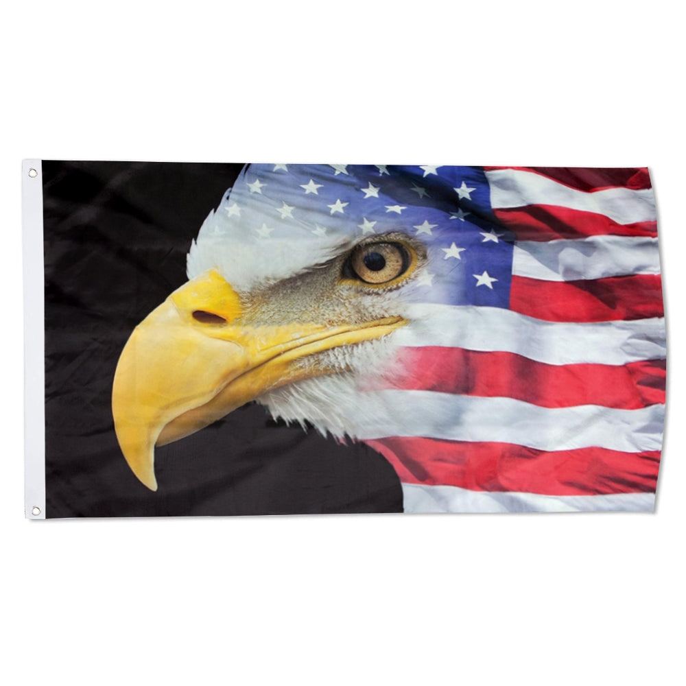 U.S. Flag with Bald Eagle Theme Flag: 3x5ft Man Cave American Culture-Style Banner
