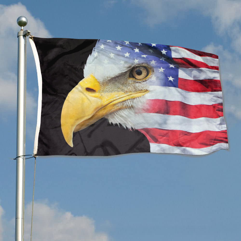 U.S. Flag with Bald Eagle Theme Flag: 3x5ft Man Cave American Culture-Style Banner