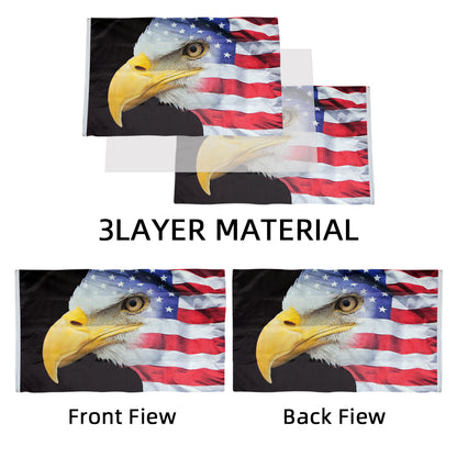 U.S. Flag with Bald Eagle Theme Flag: 3x5ft Man Cave American Culture-Style Banner