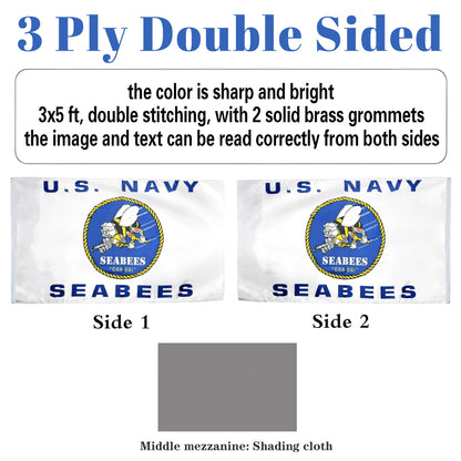 U.S. Navy Seabees flag 3x5ft banner man cave 3