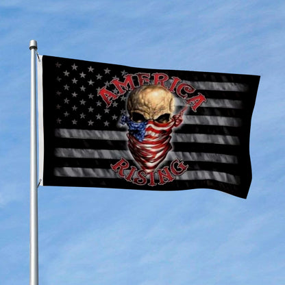 USA America Rising Black & Grey Skull flag 3x5ft banner man cave