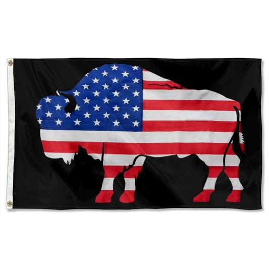 USA Bison Buffalo flag 3x5ft banner man cave