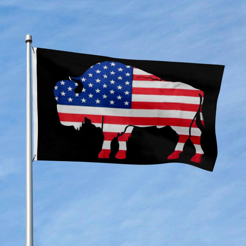 USA Bison Buffalo flag 3x5ft banner man cave