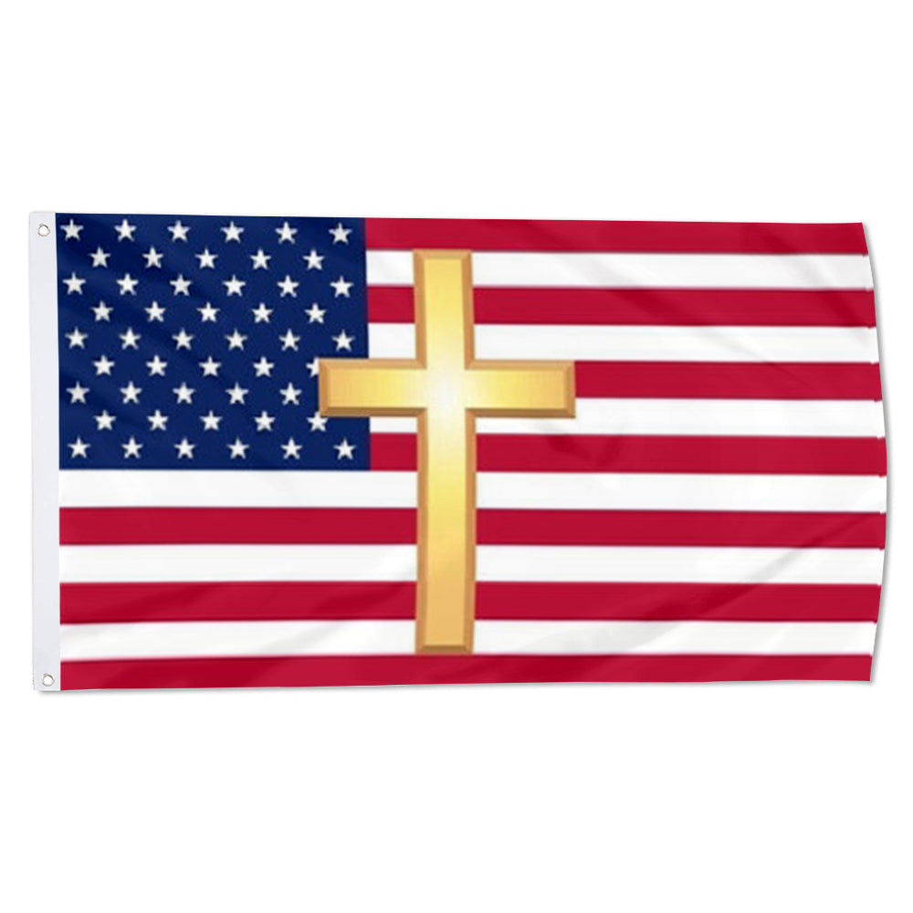 USA Christian Cross Jesus Christ flag 3x5ft banner man cave