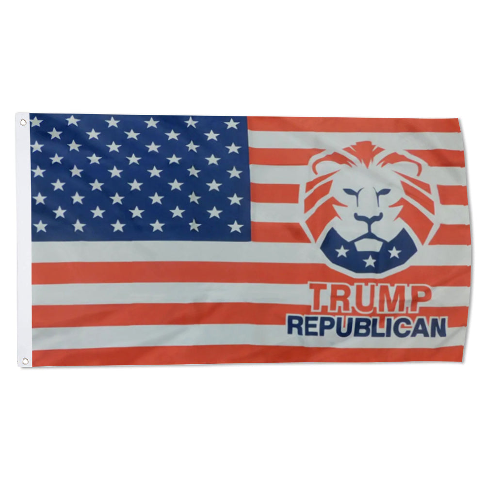 USA flag With Trump Lion Patriot Party Republican flags 3x5ft banner man cave