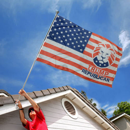 USA flag With Trump Lion Patriot Party Republican flags 3x5ft banner man cave