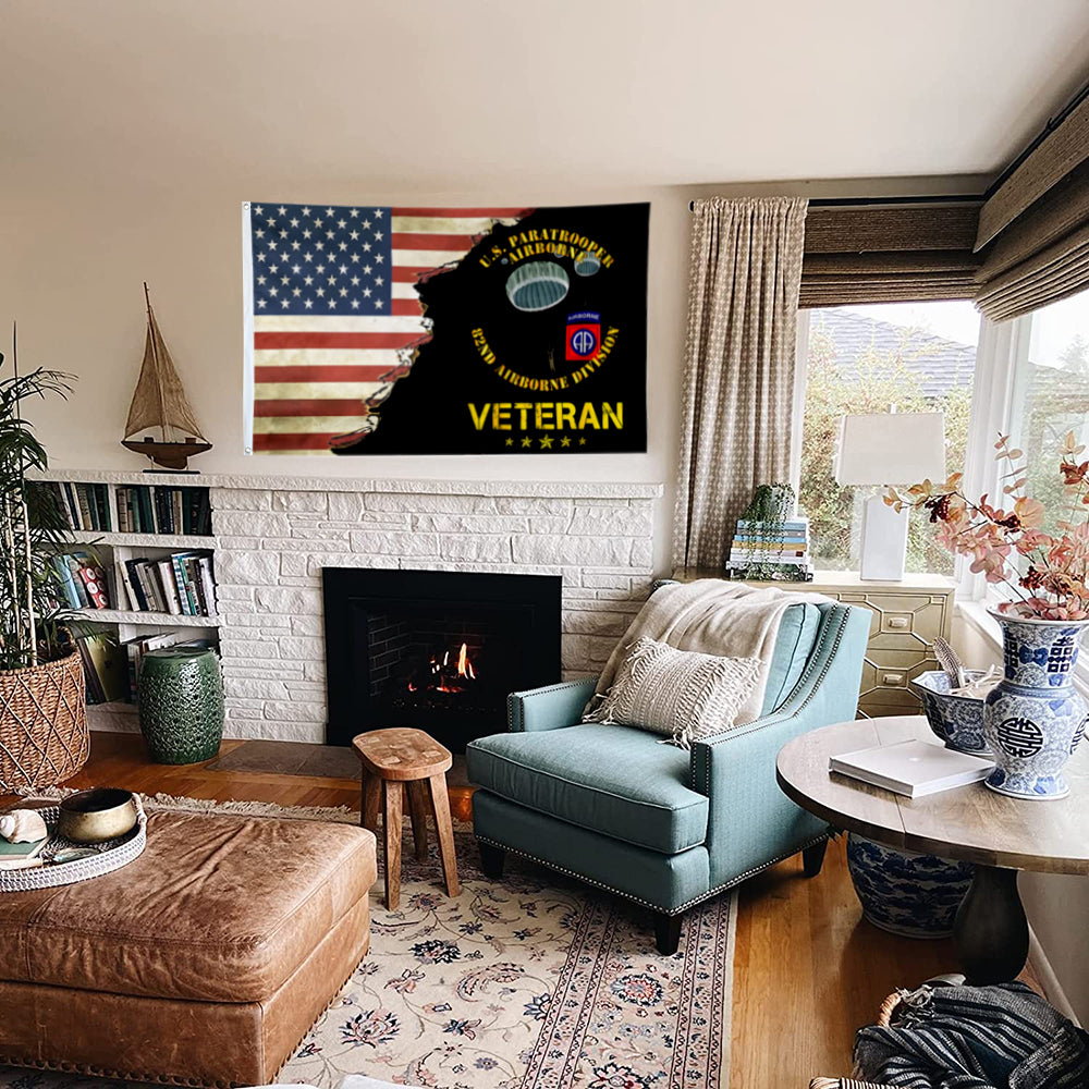 82nd Airborne Division Veteran flag 3x5ft banner man cave
