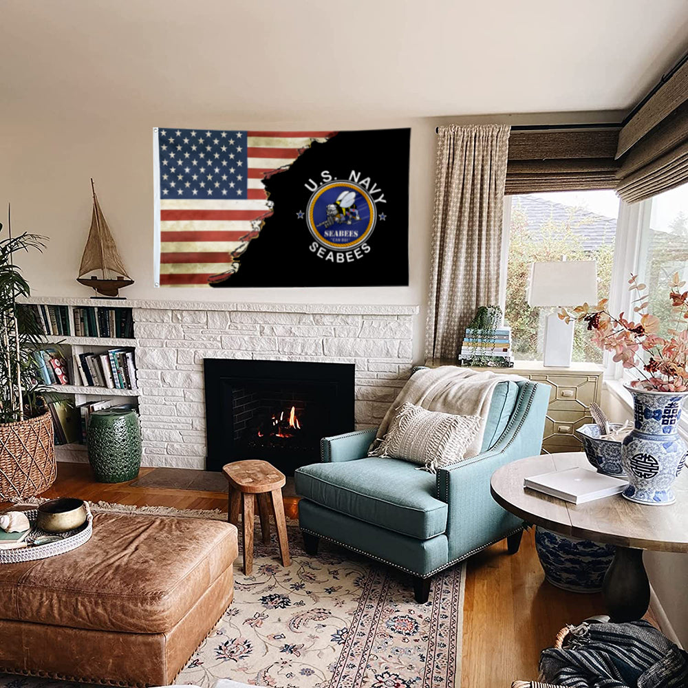 U.S. Navy Seabees flag 3x5ft banner man cave