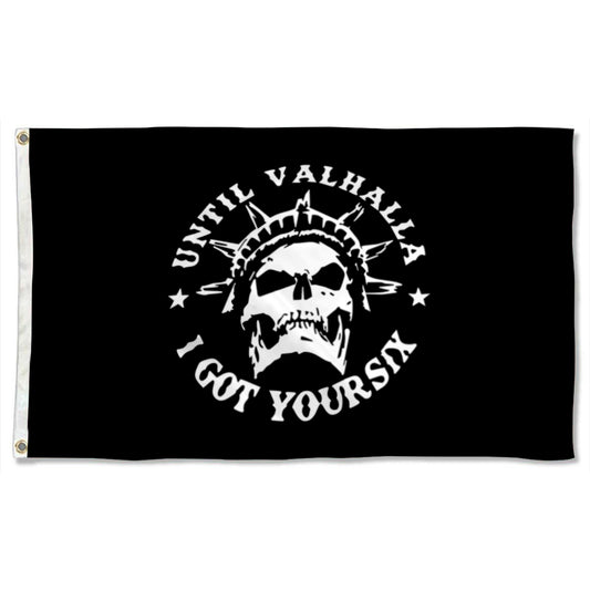 "Until Valhalla / I Got Your Six" Edgy Theme flag 3x5ft banner man cave