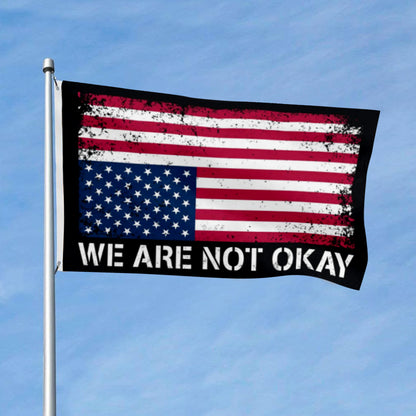 Vintage We Are Not Okay Anti Trump Resistance Upside Down American flag 3x5ft banner man cave