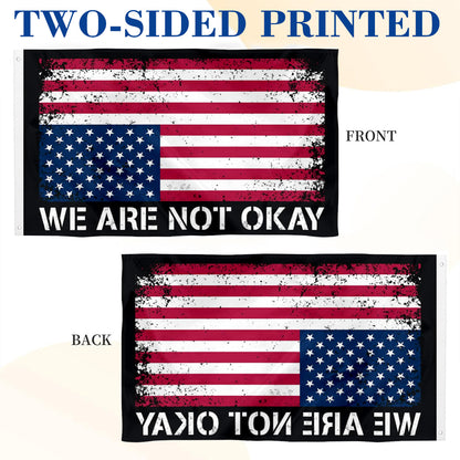 Vintage We Are Not Okay Anti Trump Resistance Upside Down American flag 3x5ft banner man cave