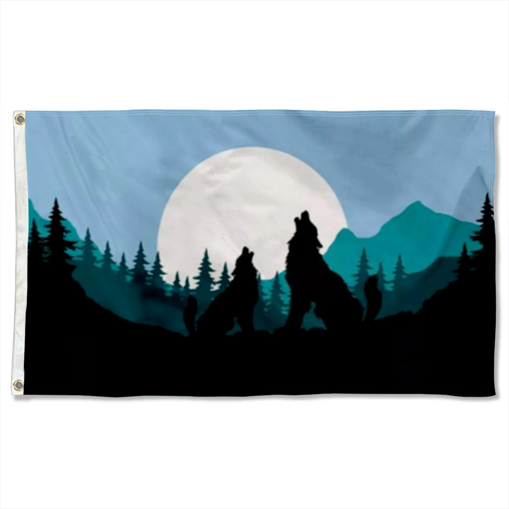 Wolf Silhouette flag 3x5ft banner man cave