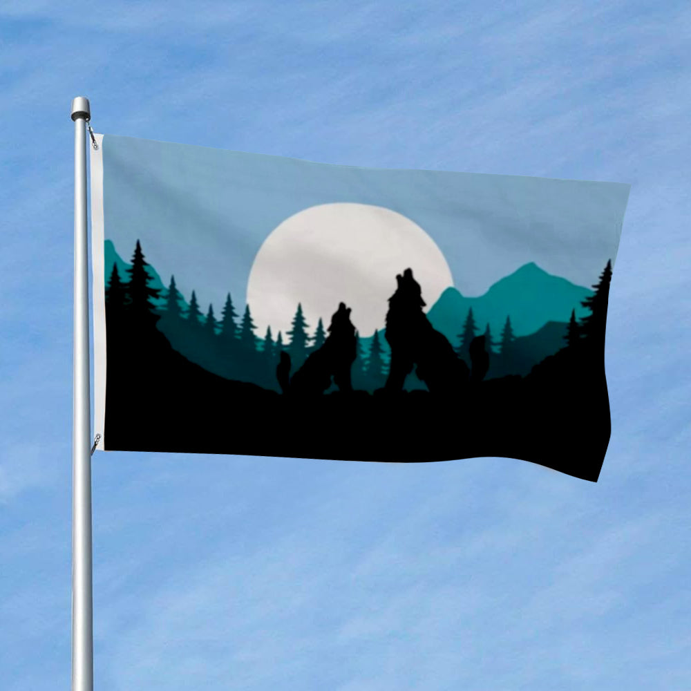 Wolf Silhouette flag 3x5ft banner man cave